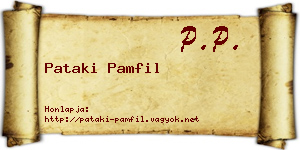 Pataki Pamfil névjegykártya